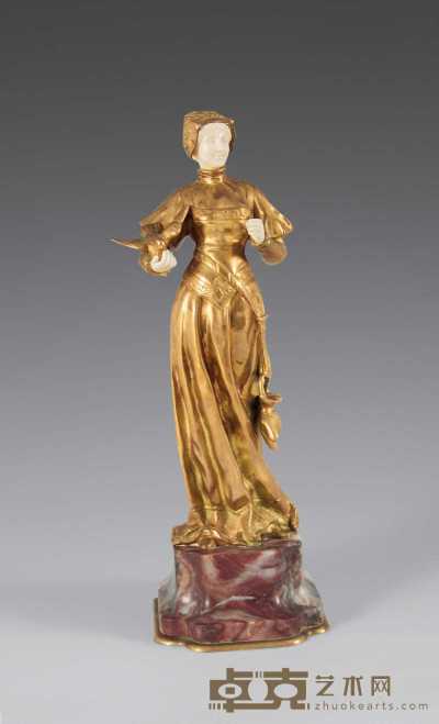 19世纪西洋铜嵌象牙人物 高27cm
